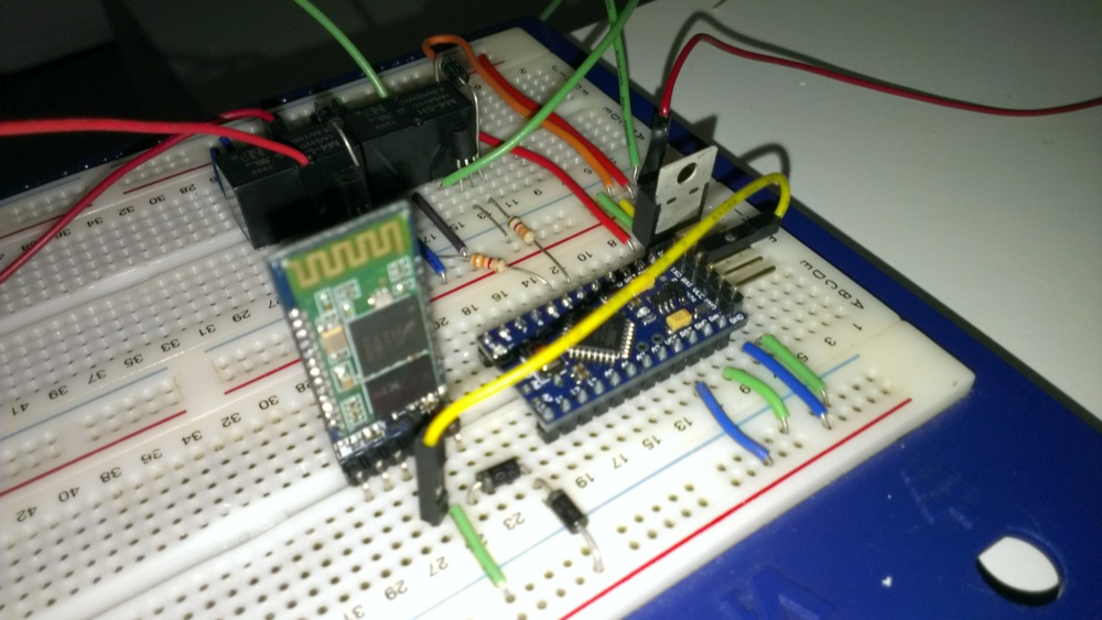 Breadboard prototype for Bluetooth relay outputs